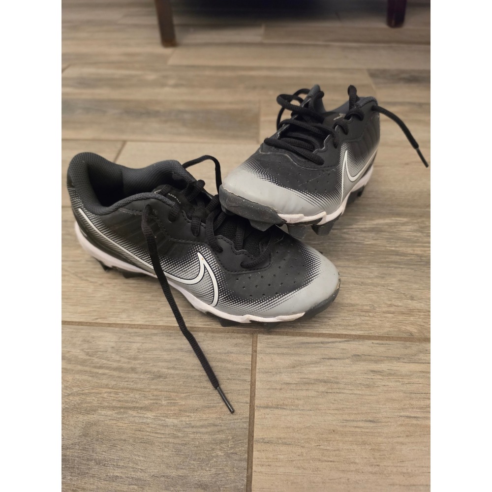 Nike Alpha Huarache 4 Keystone Kids Baseball Cleats Black Grey Size 4.5Y